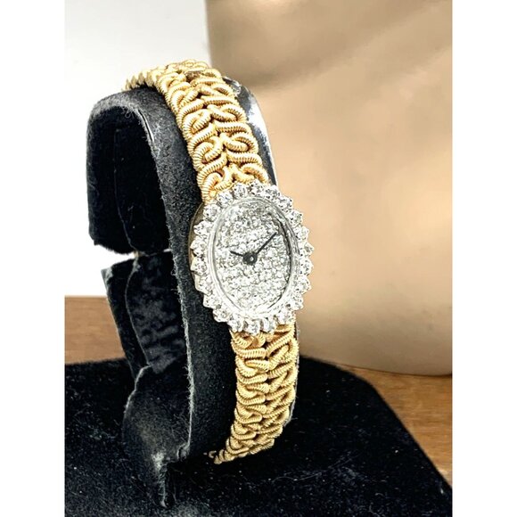 Jules Jurgensen Women's Watch Vintage Cocktail 14k Gold Diamond Swiss Quartz - Picture 14 of 15
